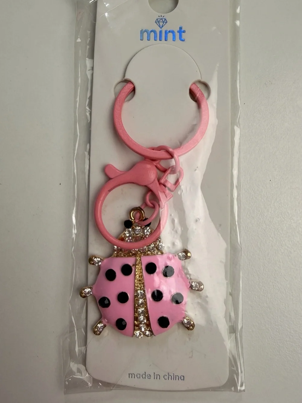 mint Pink Ladybug Keychain